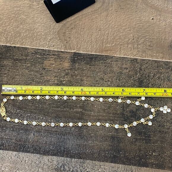 Jessica McClinton Gold Toned Dainty Crystal Necklace and Drop Dangle Earrings - Picture 9 of 9